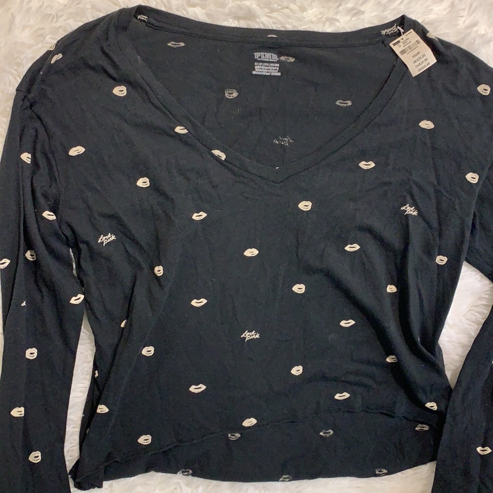 XS Victoria’s Secret pink kiss crop top black and cream NWOT - Picture 6 of 6